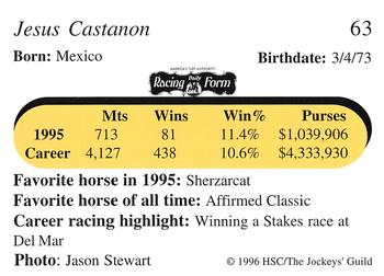 1996 Jockey Star Jockeys' Guild #63 Jesus Castanon Back